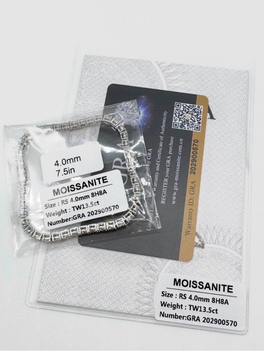 925 Silver, 13.5CTW Moissanite Tennis Bracelet - 7.5" - Picture 7 of 7